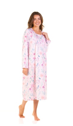 La Marquise Watercolors Cotton Rich Long Sleeve Nightdress